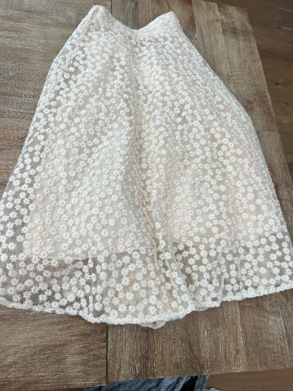 Cream Skirt with Flowers, Size XS